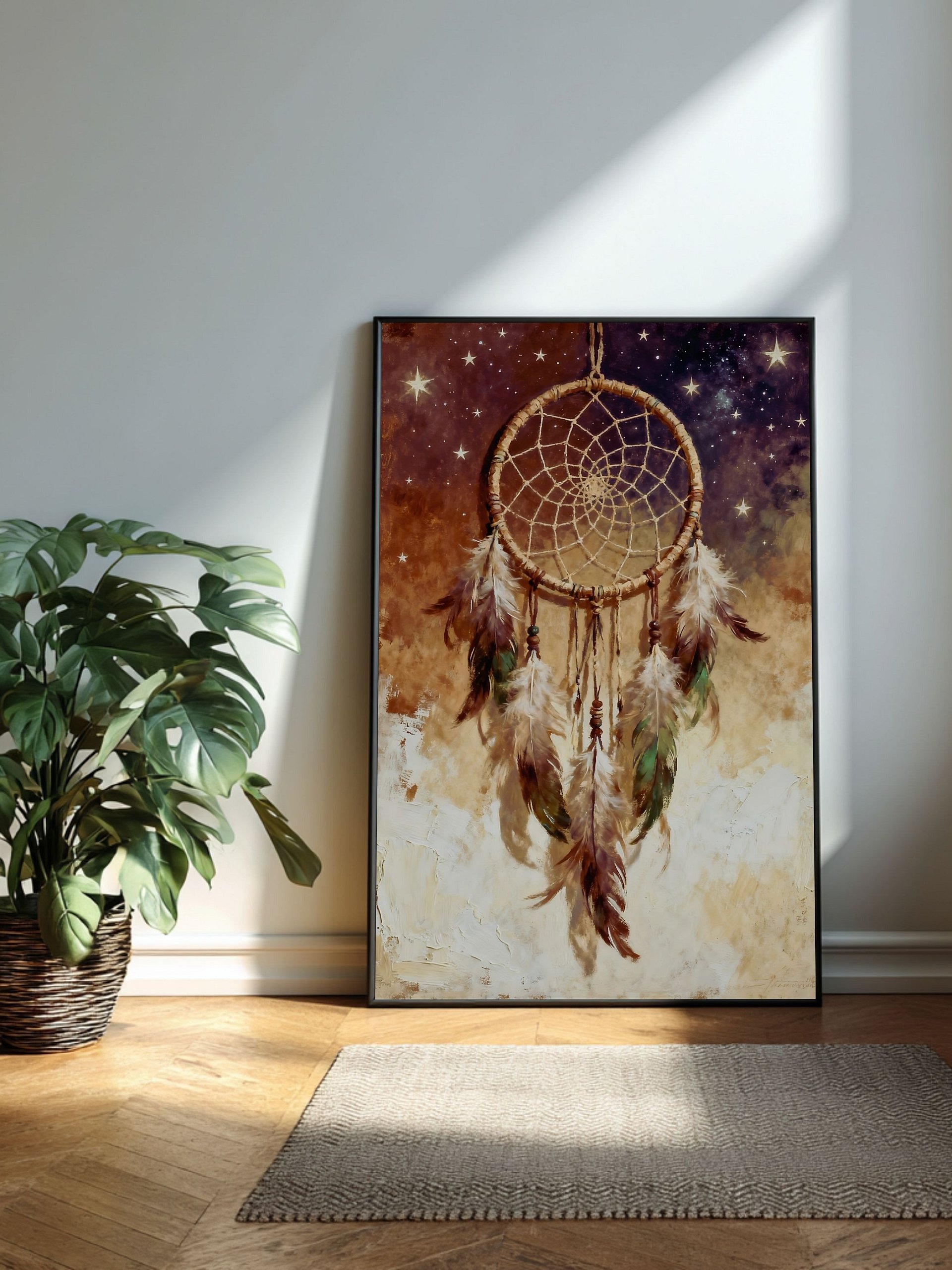 Dreamcatcher in the Wind Wall Art Printable | Native Inspired Digital Download | Starlit Sky Boho Decor | 5 High-Quality Sizes + PDF product image (2)