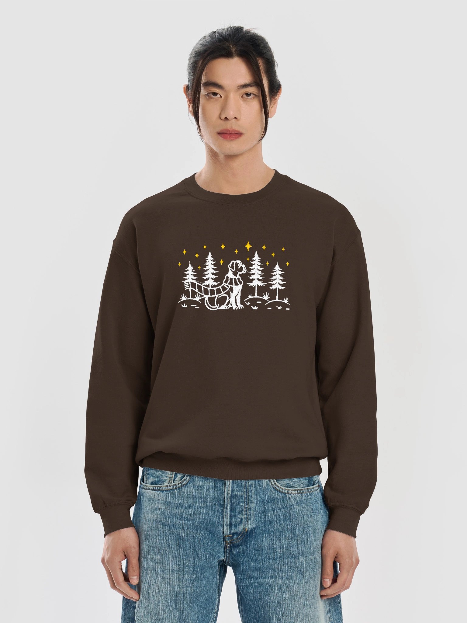 Boxer Winter/Christmas Line Art Design Embroidered Sweatshirt product image (13)