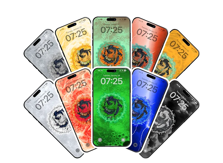 Chromatic and Metallic Dragons Phone Wallpaper Pack product image (1)