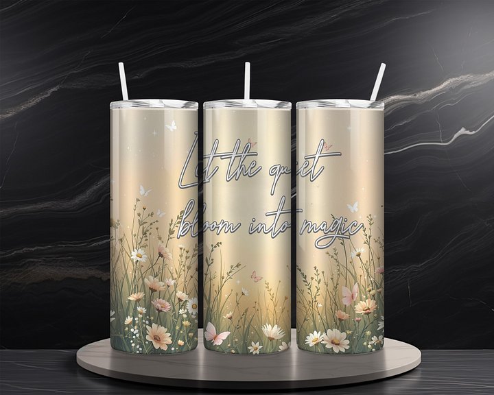 Floral 20 oz Skinny Tumbler Sublimation Design Digital Download PNG Instant DIGITAL ONLY, Inspirational Tumbler Wrap product image (2)