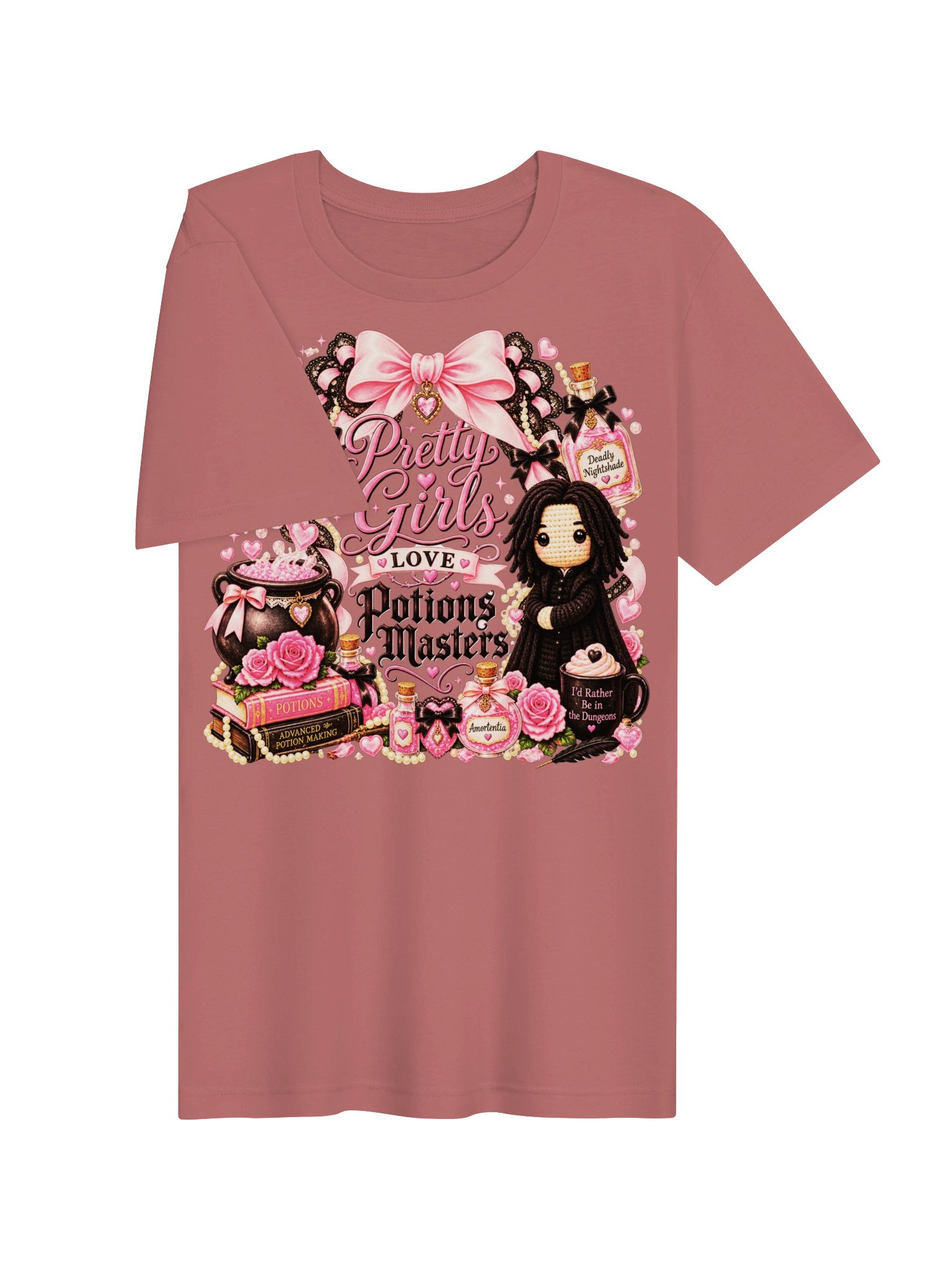 Pretty Girls Love Potions Masters Shirt, Coquette Wizard Shirt, Pink Potion Graphic Tee, Dark Academia Shirt, Magical Bookish Gift product image (3)