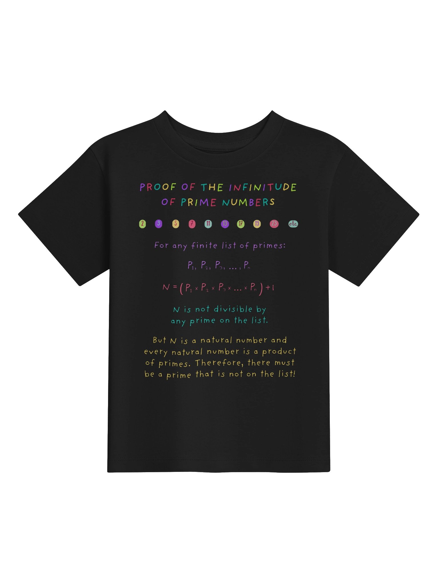 Infinite Primes Proof - Math Toddler T-Shirt in Black product image (3)