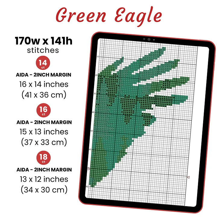 Green Eagle Tree Silhouette Cross Stitch Pattern product image (2)