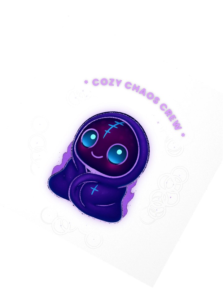 Cozy Chaos Cloaked Mascot — Kiss‑Cut Sticker product image (4)