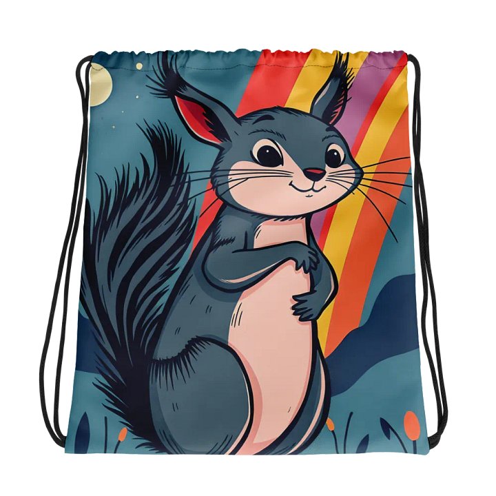 Whimsical Rainbow Squirrel Drawstring Bag product image (1)