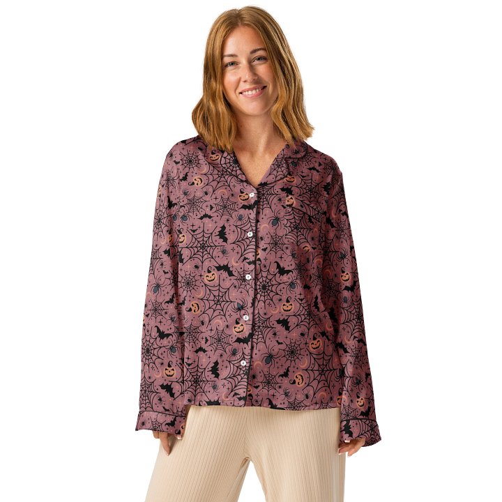 Retro Halloween Pajama Shirt in Dusty Pink product image (1)