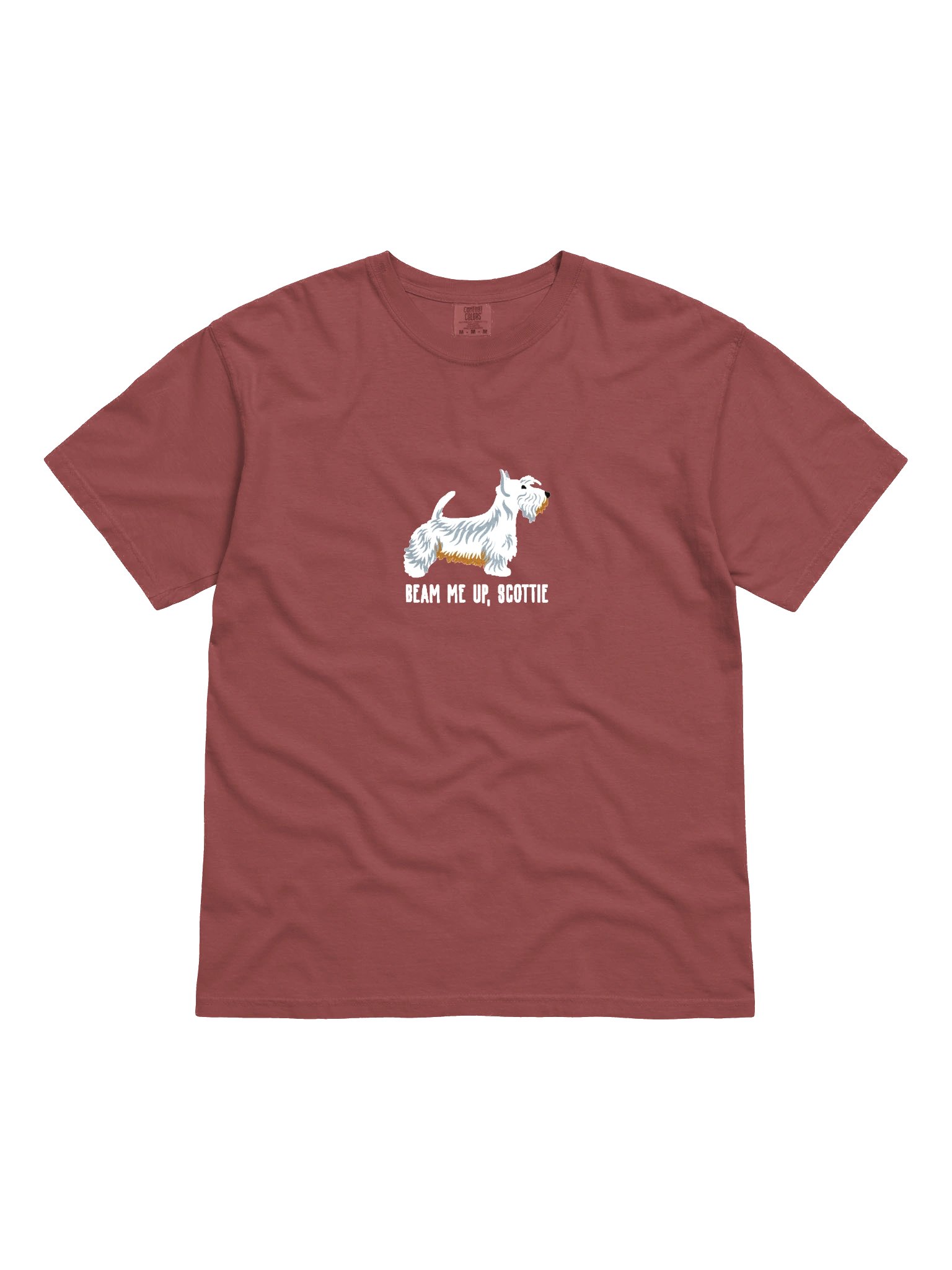 Beam Me Up, Scottie T-Shirt(Embroidered) of a Scottish Terrier(White) product image (4)