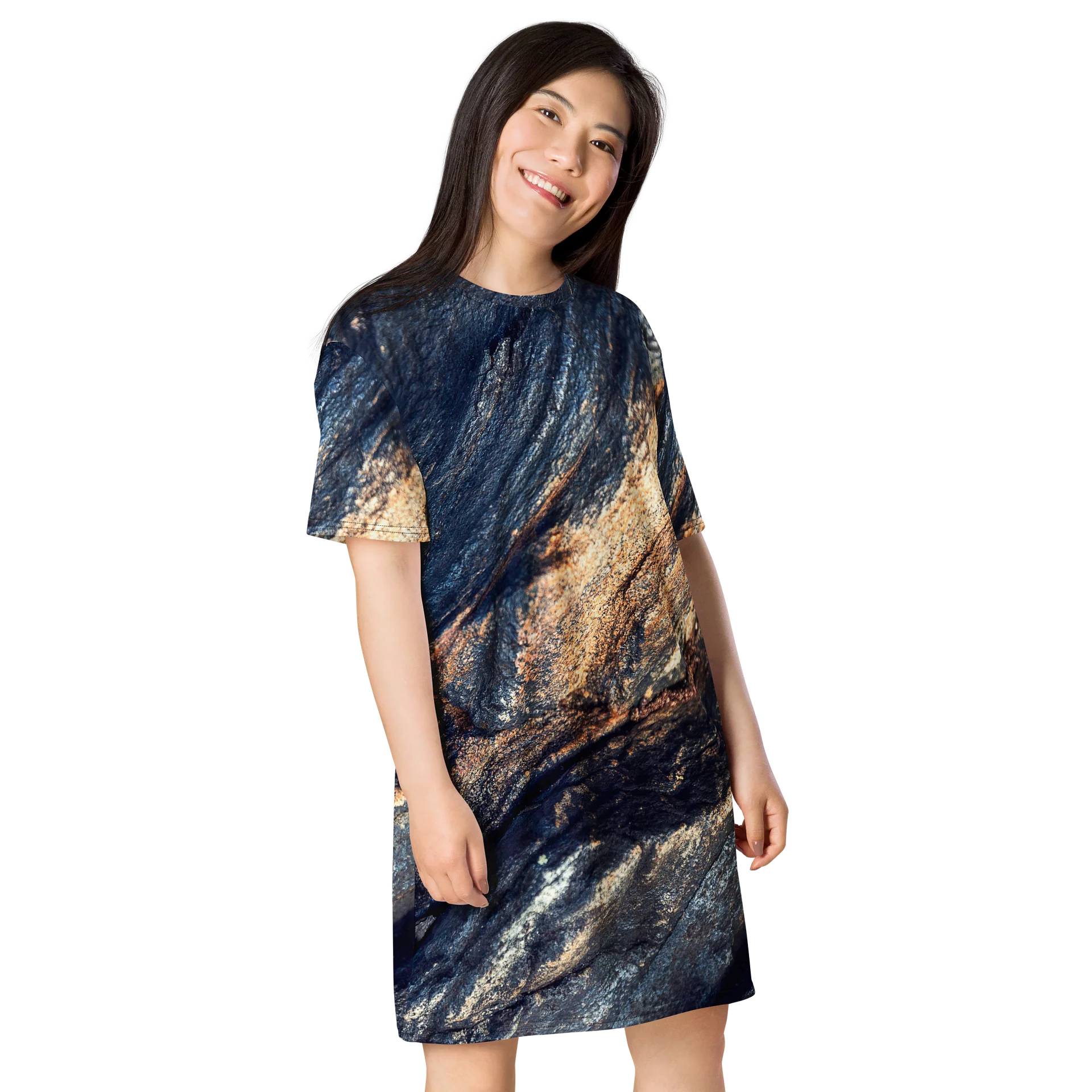Obsidian Vein Women's All-Over Print Dark Mineral T-Shirt Dress product image (4)