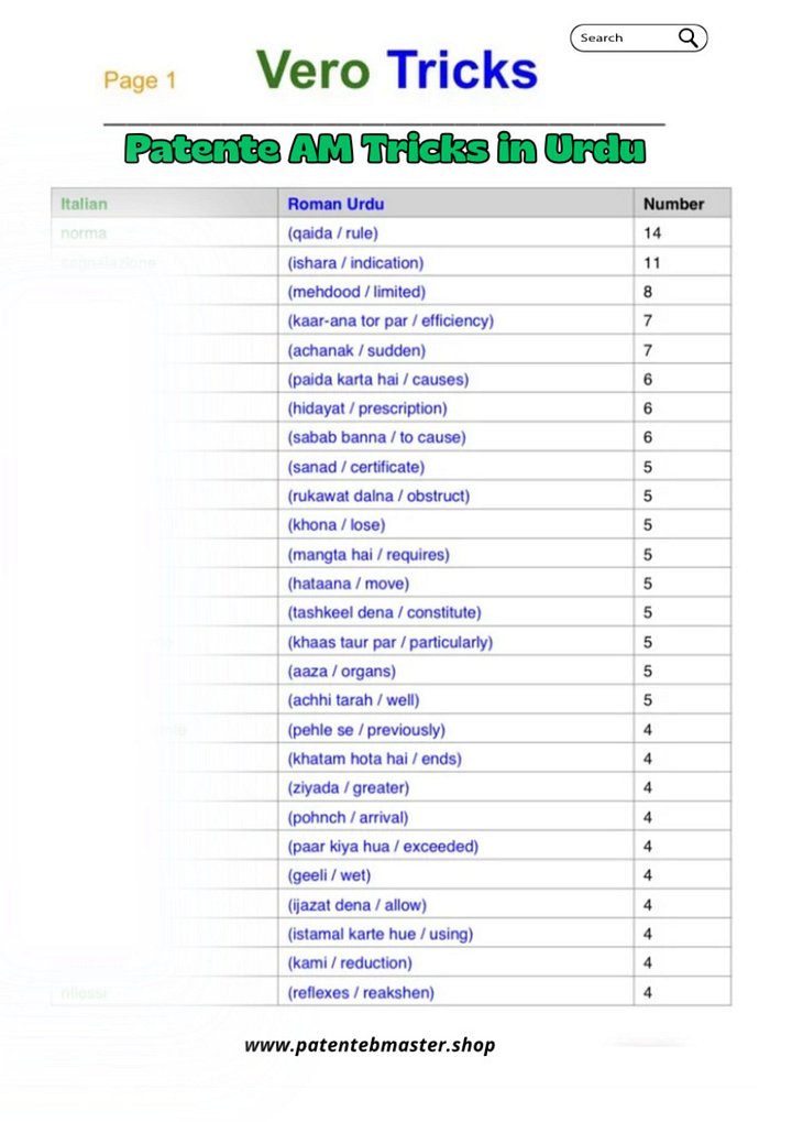 Patente AM Tricks Book in Urdu Hindi Punjabi – Oltre 100 Trucchi Utili per Superare l’Esame (Versione Digitale) product image (2)