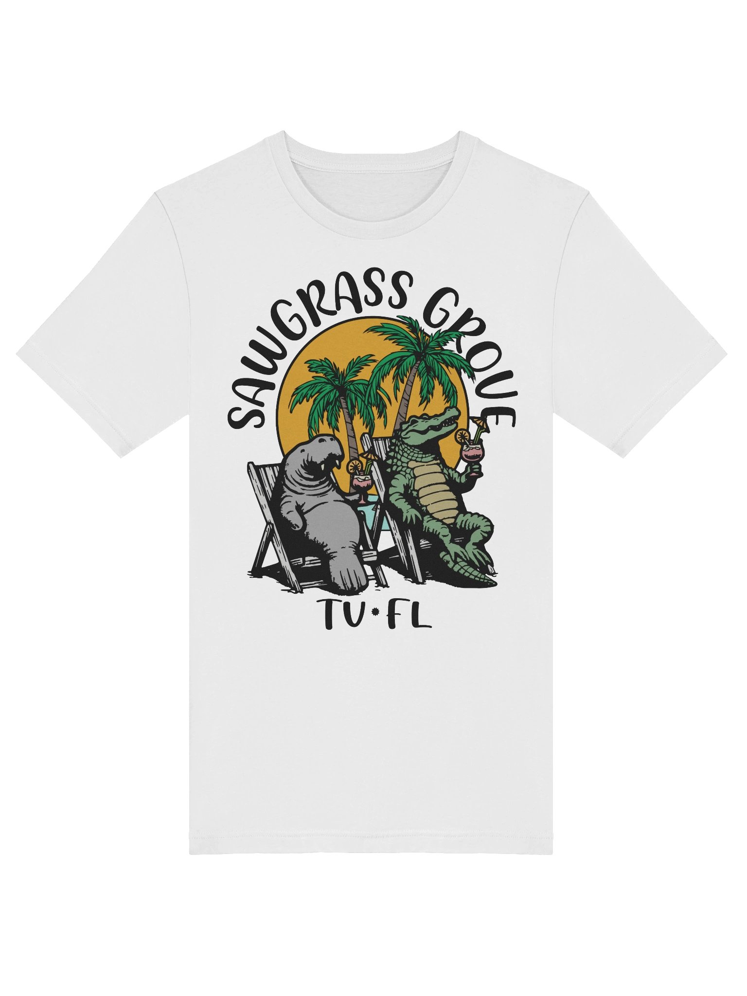 Sawgrass Grove TV Florida USA Fun Manatee Alligator Design T-shirt product image (3)