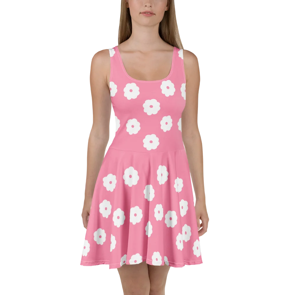 Pink Daisy All-Over Print Skater Dress product image (2)