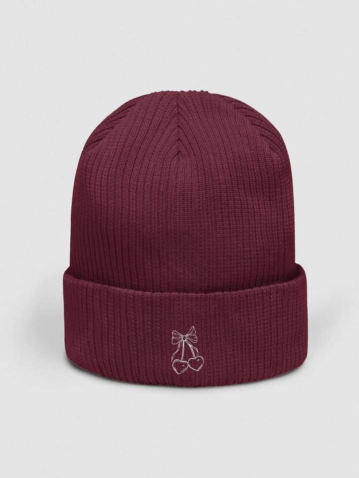 Outline Ribbon Cherry Embroidered Beanie product image (2)