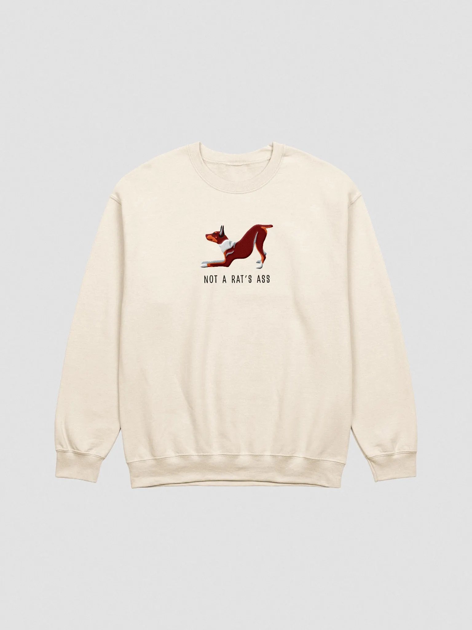 Not a Rat's Ass Sweatshirt (Embroidered) of a Rat Terrier(Brown & Tan) product image (4)