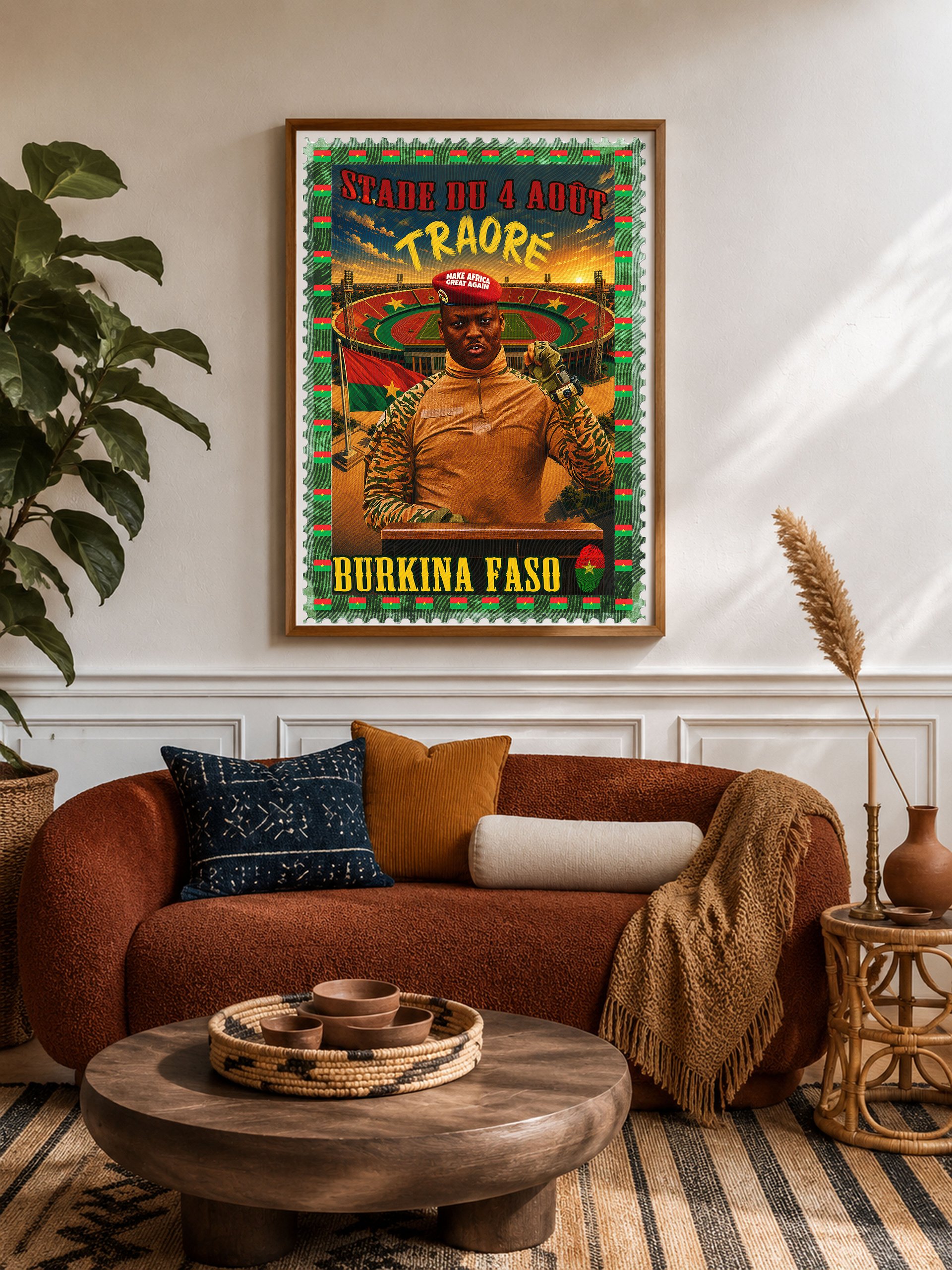 Ibrahim Traoré Vintage Postage Stamp Poster | Stade du 4-Août Burkina Faso Pan-African Wall Art product image (2)