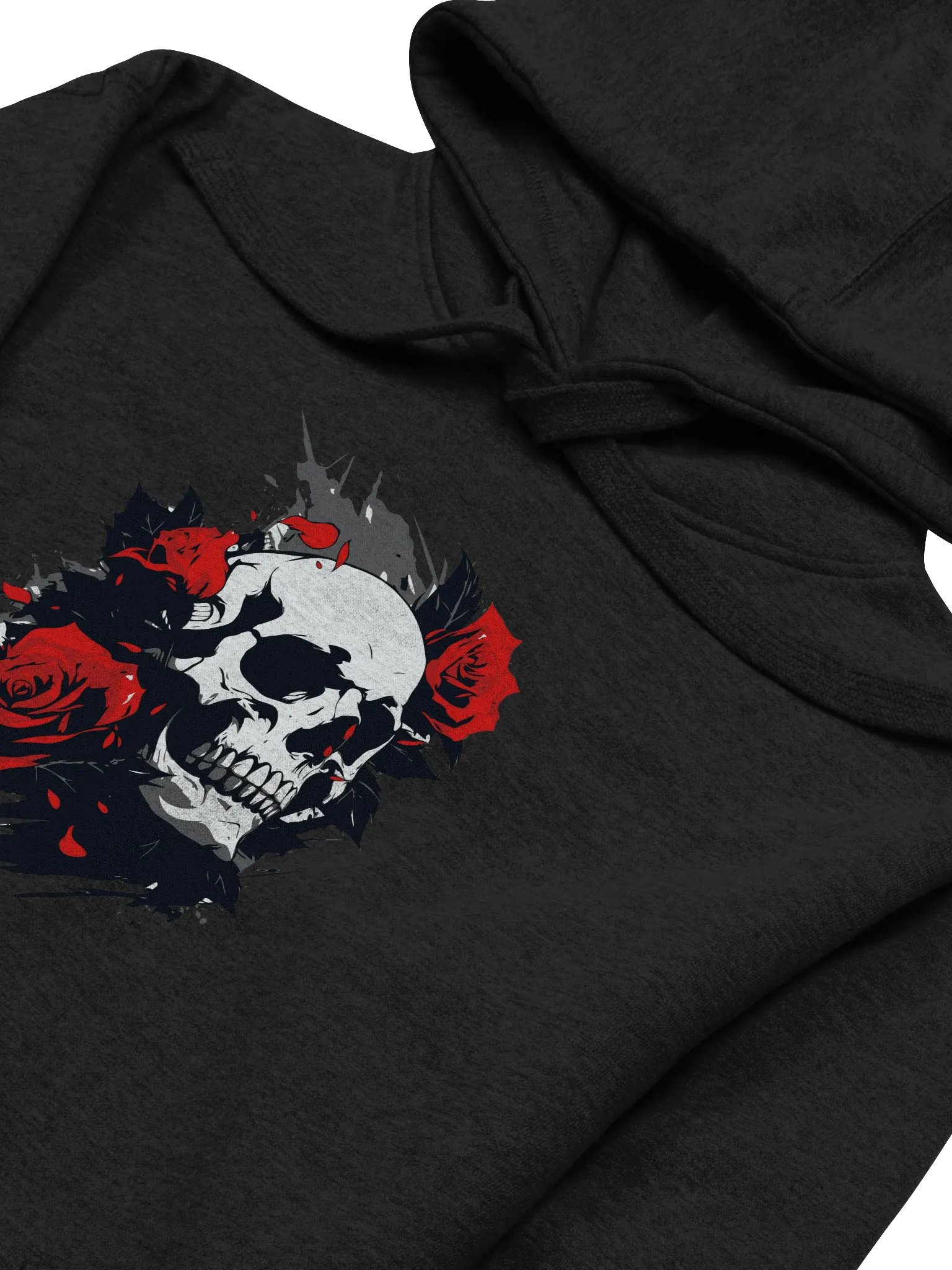 Rose-Adorned Skull Front Printed Hoodie product image (2)
