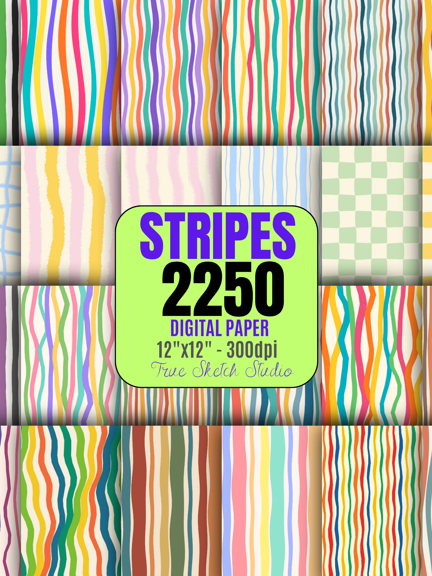 Striped Digital Paper Bundle, 2250 Stripe Patterns product image (3)