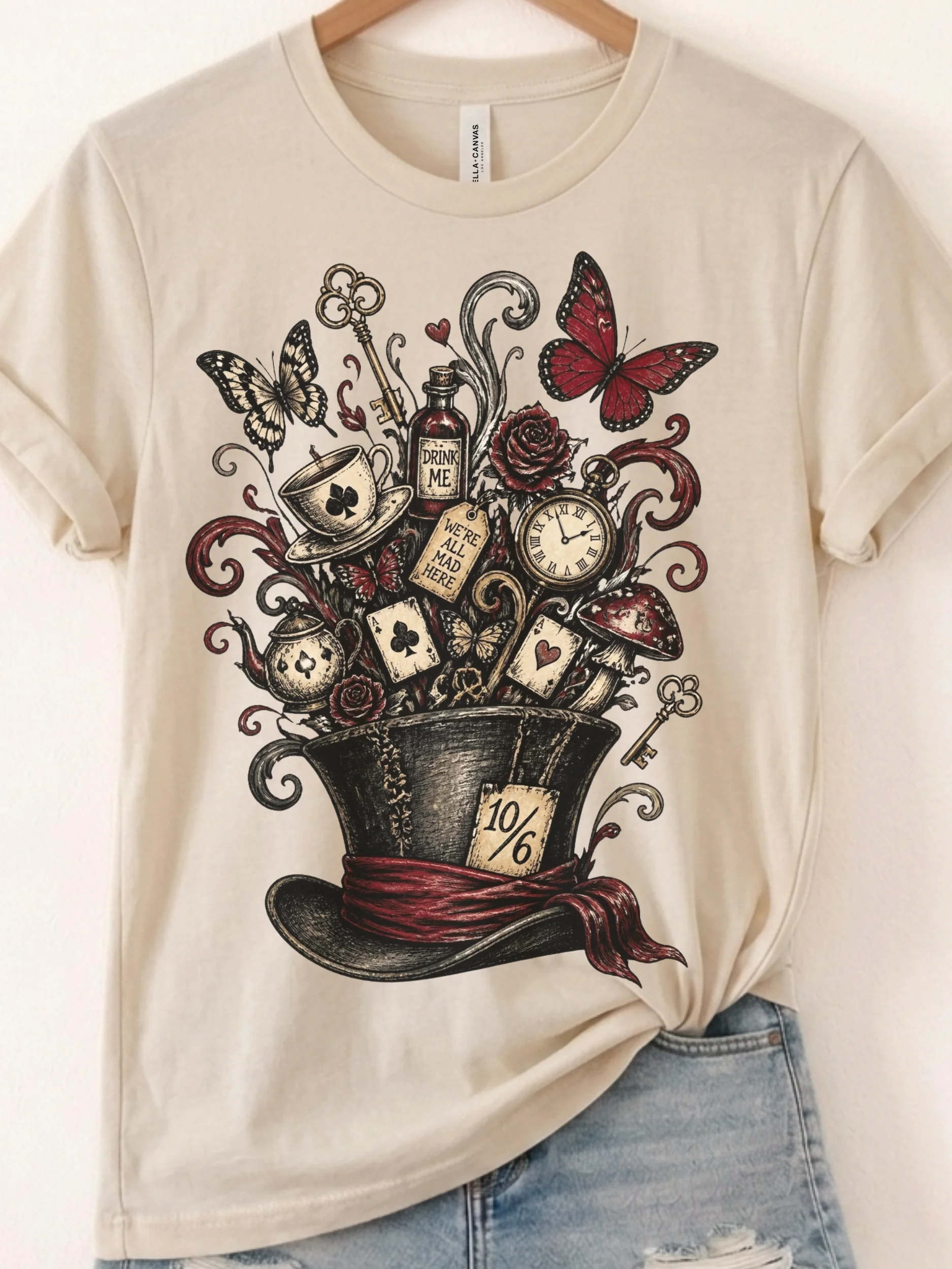 Wonderland Mad Hatter Shirt Vintage Collage Tee, Dark Alice Shirt product image (85)