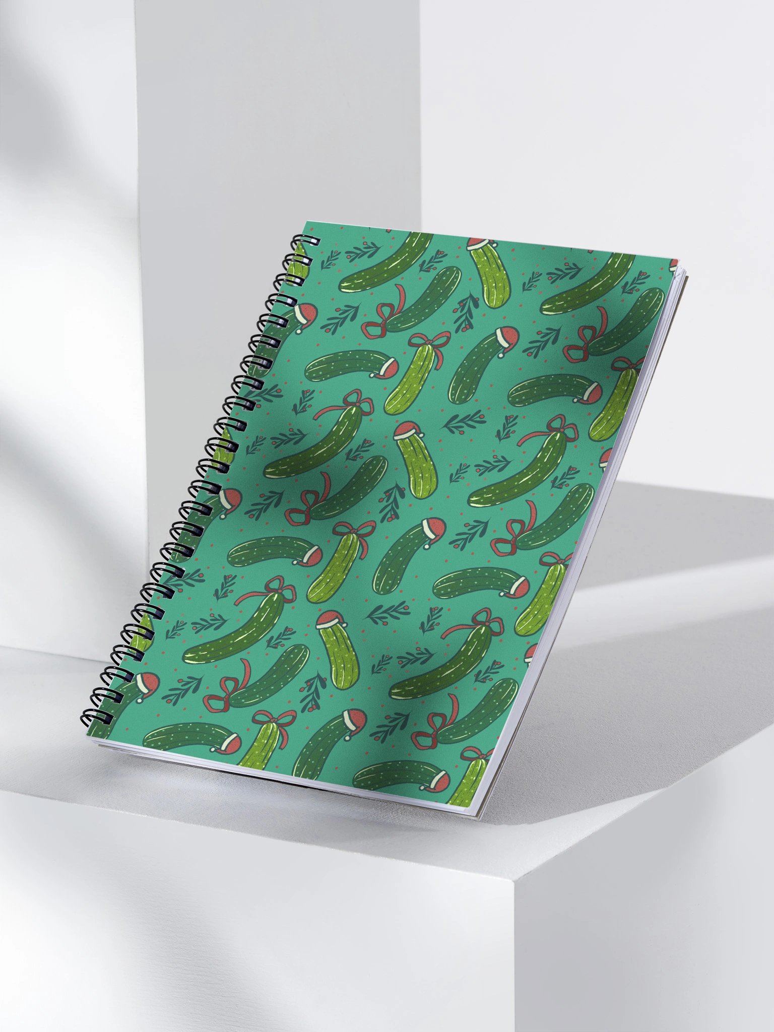 Christmas Pickles Patterned Notebook, Dark Green product image (3)