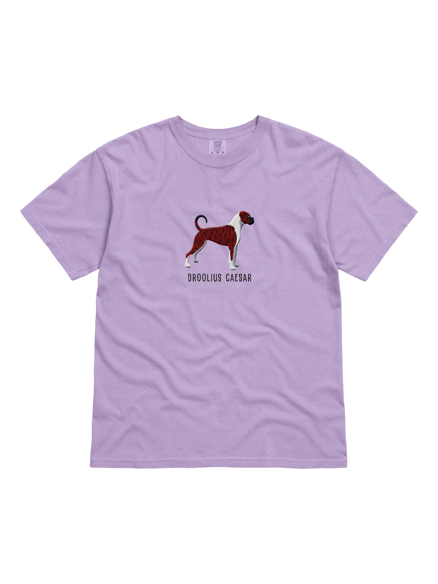 Droolius Caesar T-Shirt(Embroidered) of a Boxer(Brindle & White) product image (4)