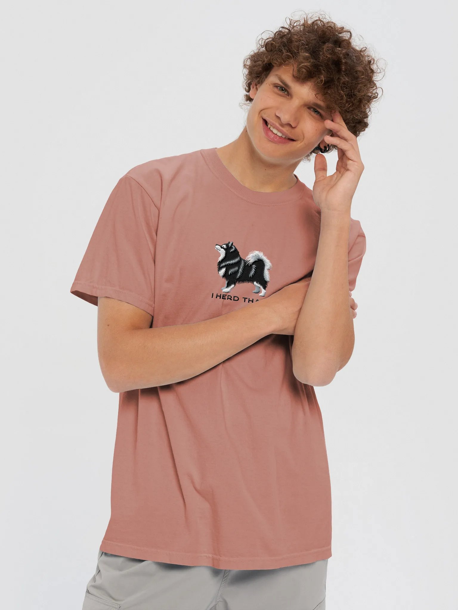 I Herd That T-Shirt(Embroidered) of a Finnish Lapphund(Black & White) product image (2)