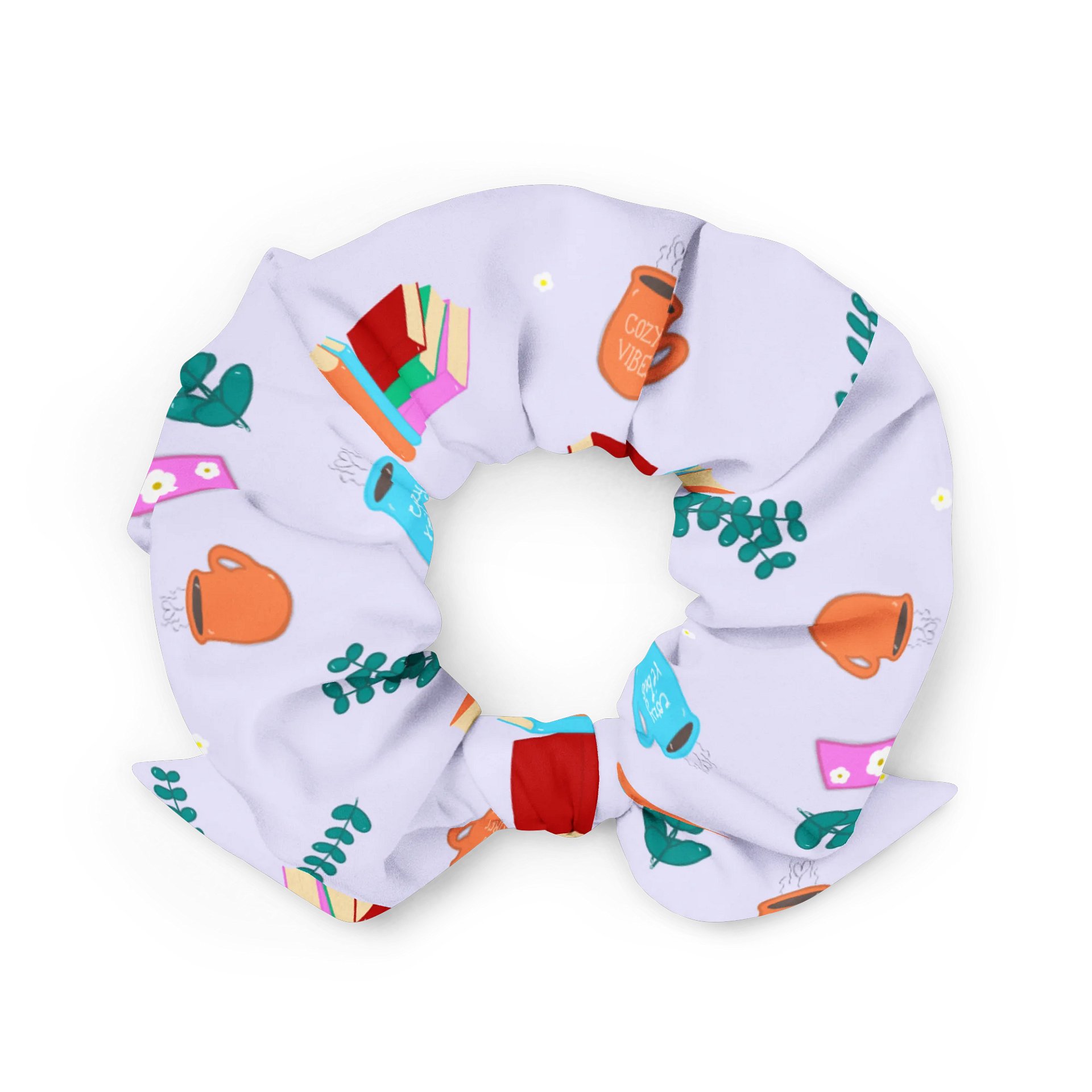 Cozy Book Lovers Pattern Scrunchie- Purple Background product image (3)
