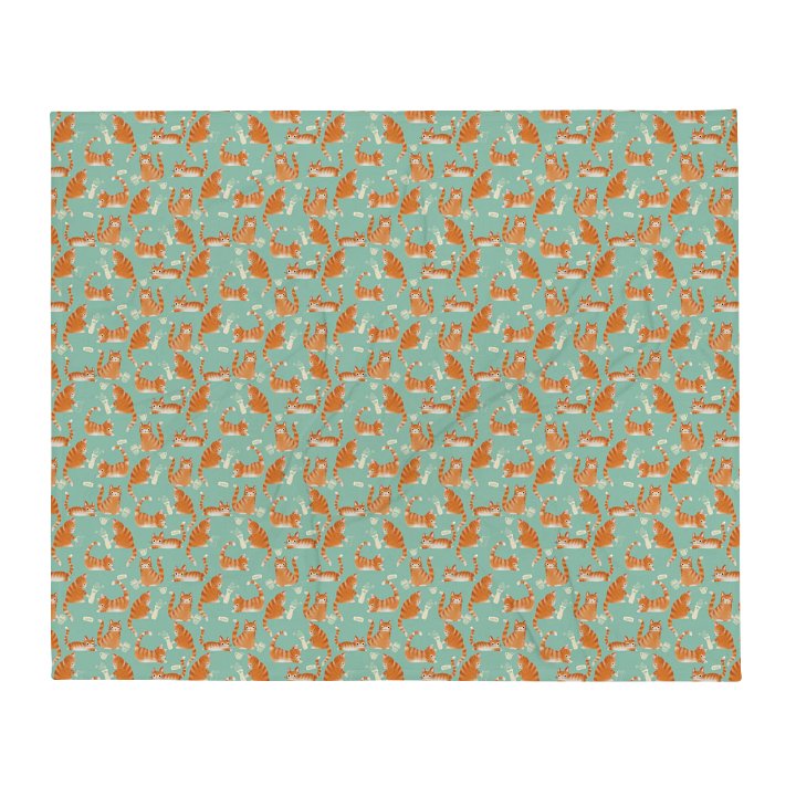 Bad Orange Tabby Cats Knocking Stuff Over Throw Blanket, Green product image (1)