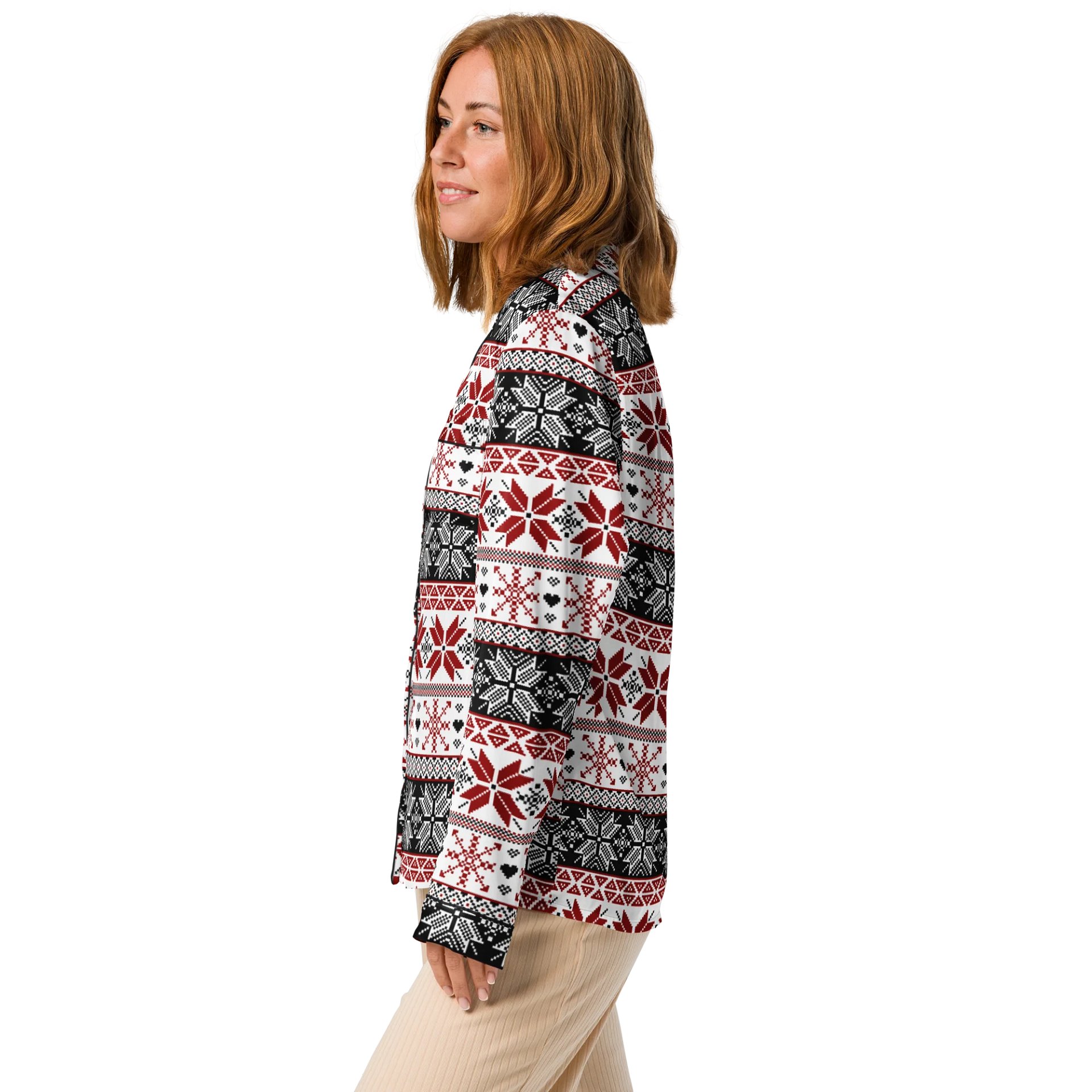 Winter Fair Isle Pyjama Top, Red & Black product image (5)