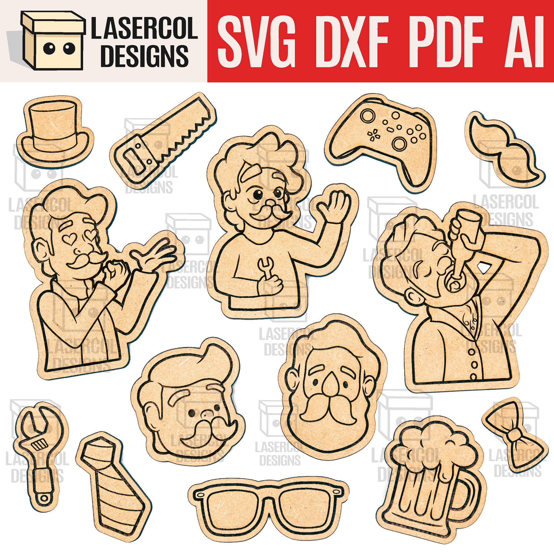 Father's Day Paint Kit DIY Cut Outs Set 1 & 2 - Laser Cut Files product image (3)