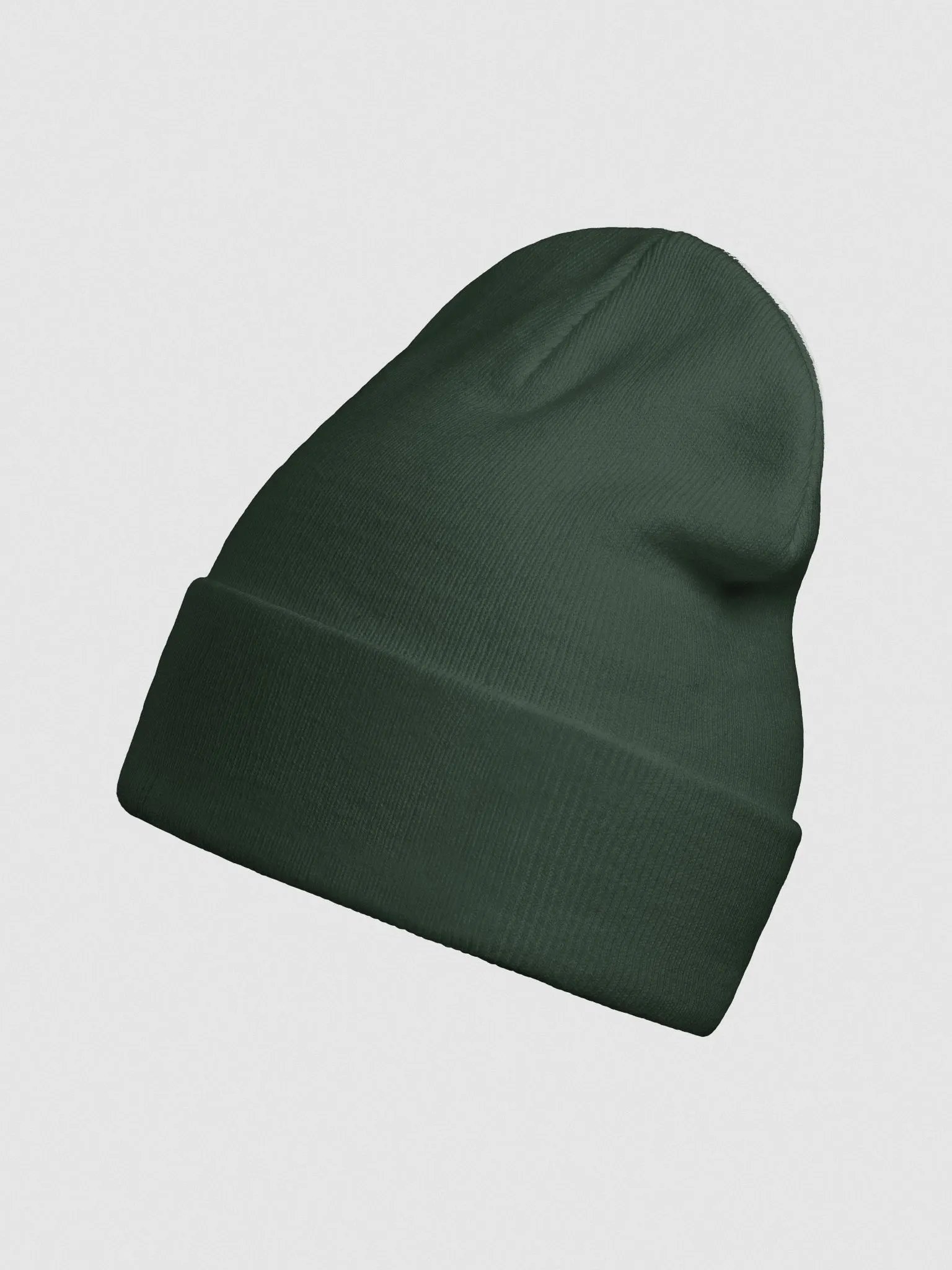 Plain Color Forest Green Knit Cuffed Beanie Hat product image (4)