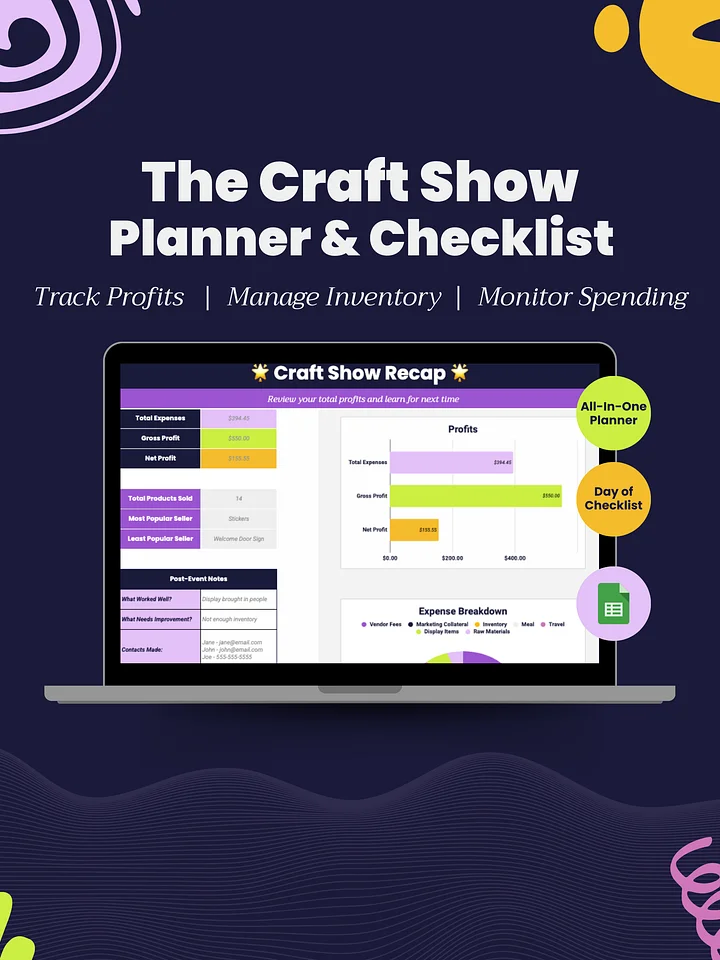 Craft Show Planner Spreadsheet & Checklist for Craft Sellers product image (1)
