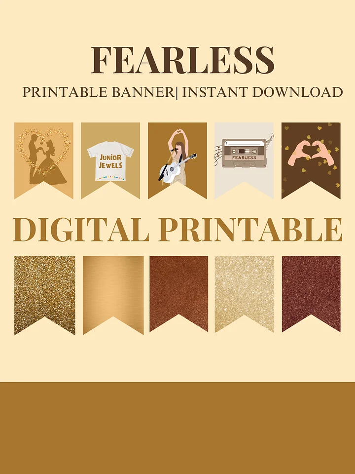 Printable Taylor FEARLESS Banner | Digital Download Eras Party Decor | TS Eras Swifties Taylor Swift | FEARLESS banner product image (1)