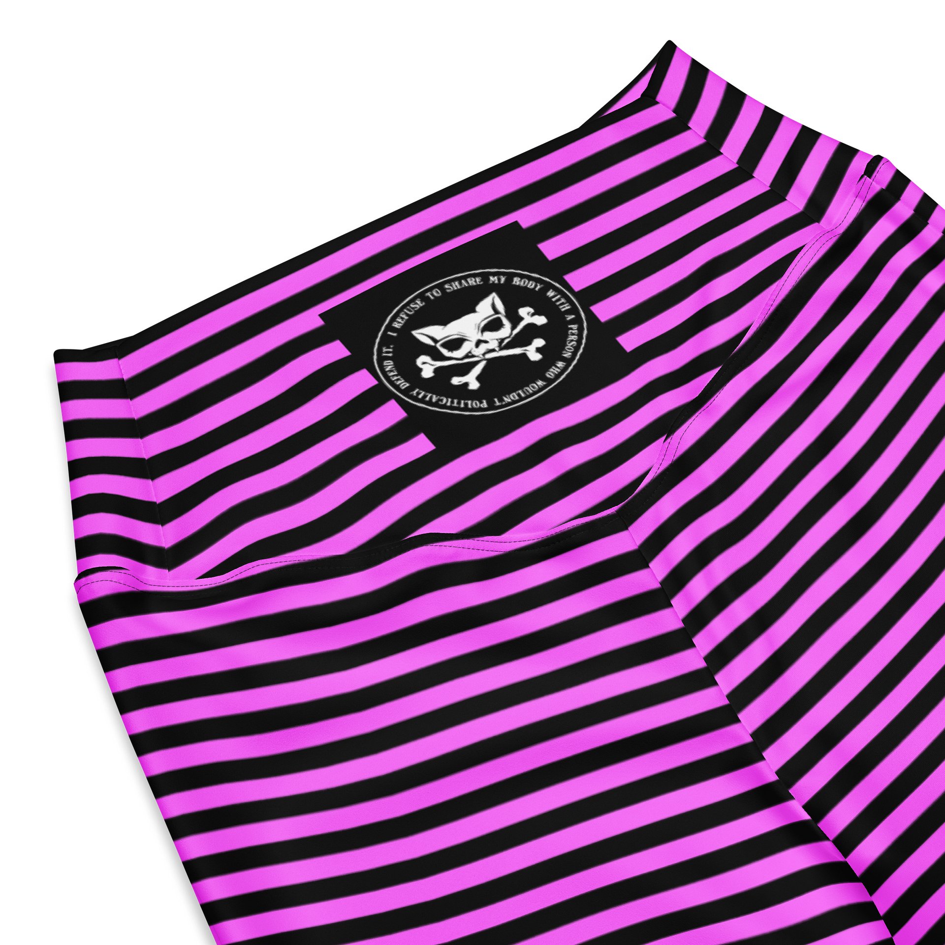 Pink and Blaque Stripped Kat Skull Flares product image (8)