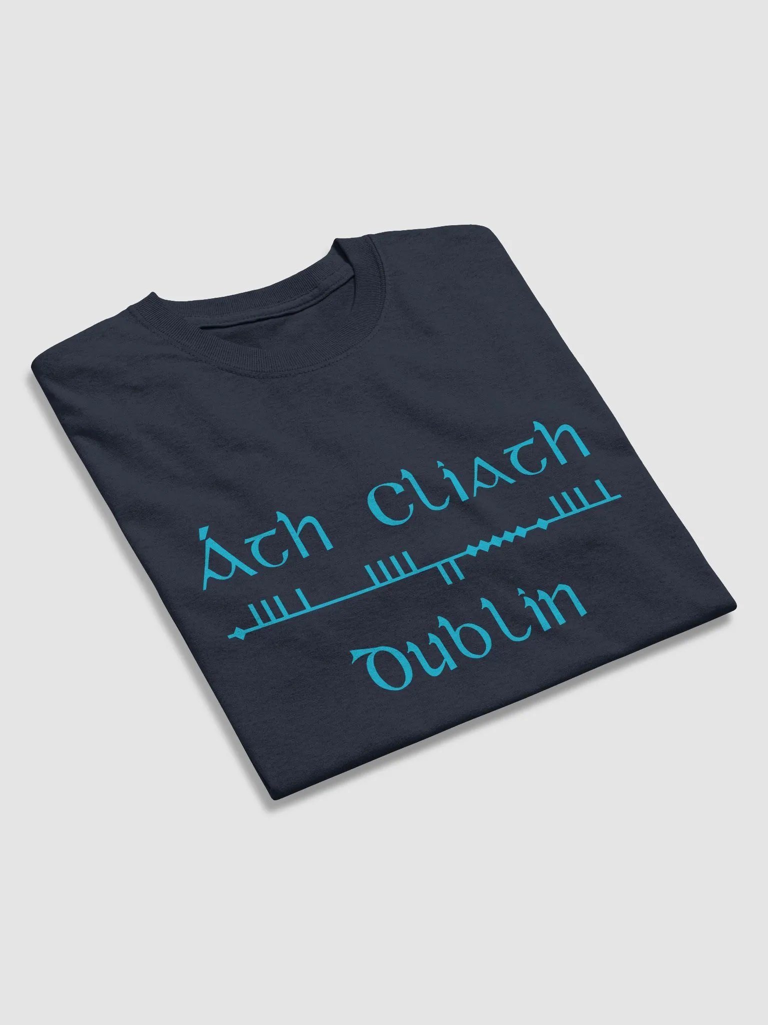 Dublin/Áth Cliath, light Blue Scholastic style ogham. printed T-shirt product image (5)