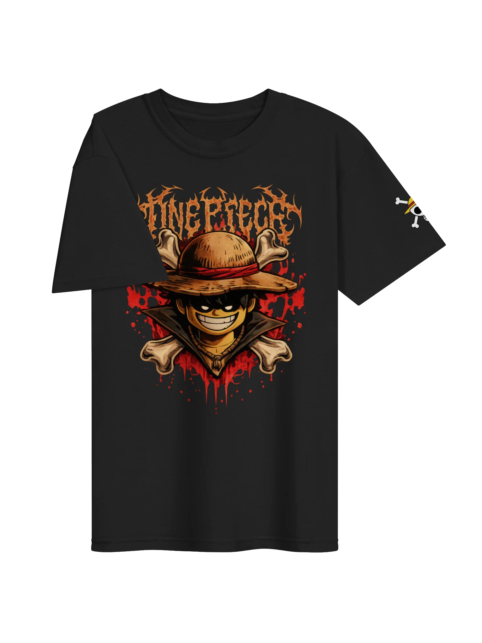 Luffy with his classic straw Lego-Style Graphic Tee product image (3)
