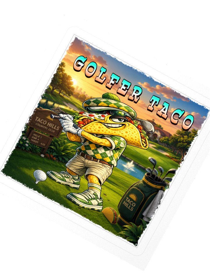 Golfer Taco Kiss Cut Sticker - The Taco Family product image (5)