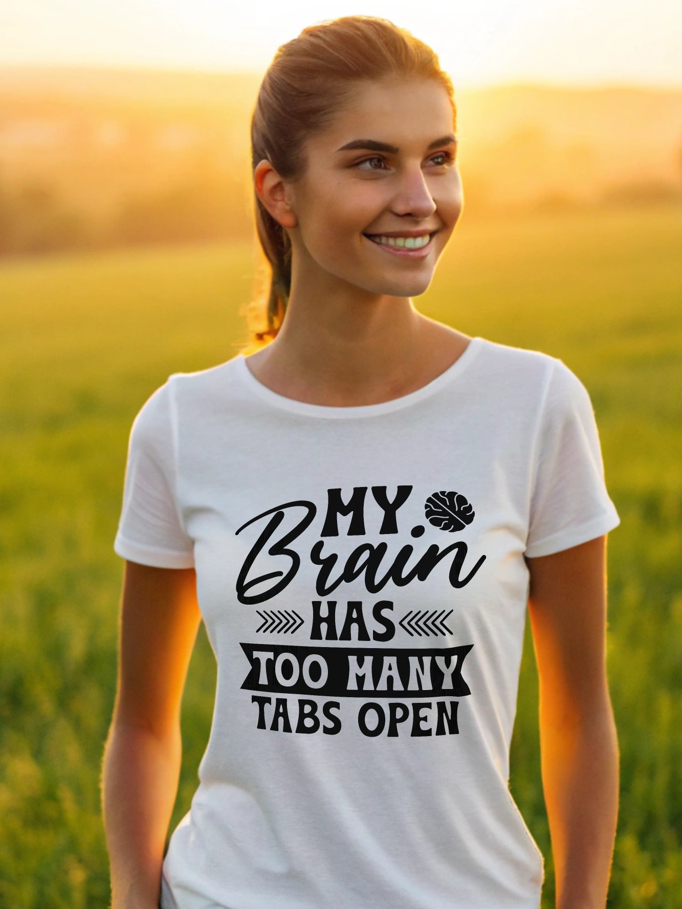 My Brain Has Too Many Tabs Open Women White T-Shirt product image (1)