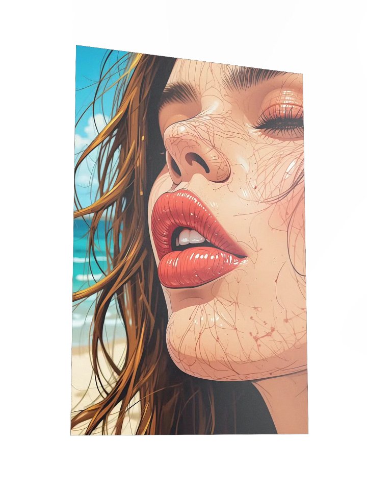 Crimson Lips – Tropical Portrait Art Print product image (6)