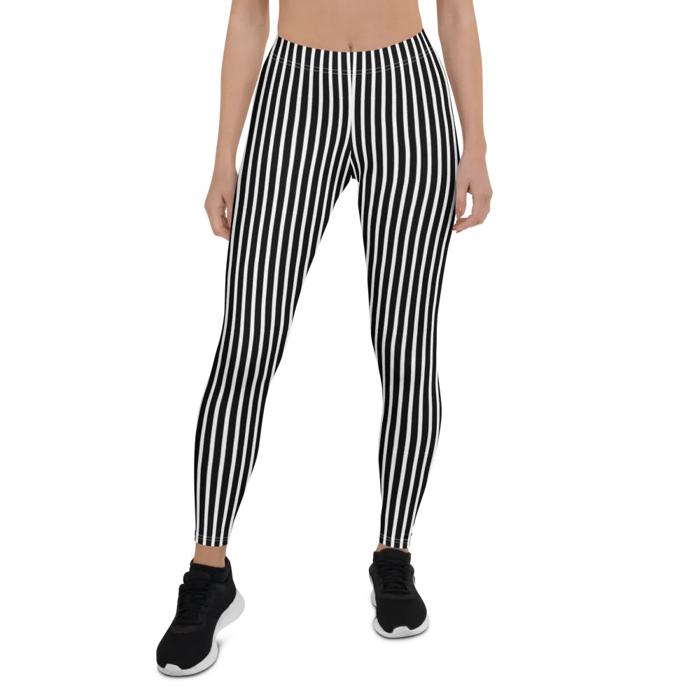 Black/White Stripe Print Leggings product image (1)