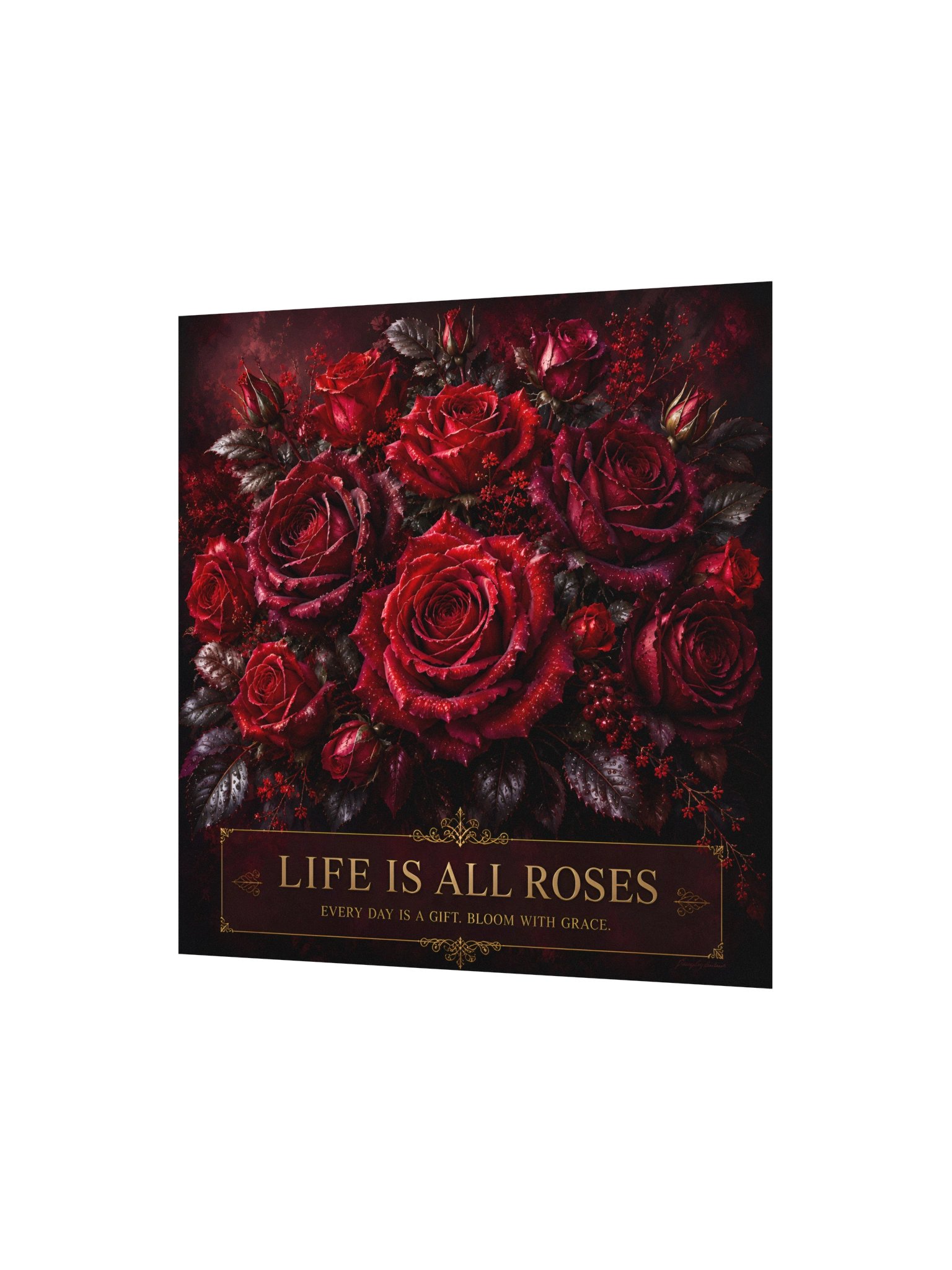 Red Roses Wall Art, Life Is All Roses, Crimson Floral Poster, Gothic Romantic Room Decor product image (3)