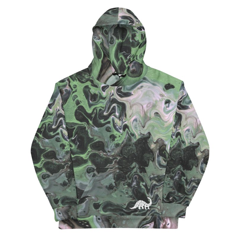 Metallic Green Fluid Acrylic All-Over Print Hoodie product image (9)