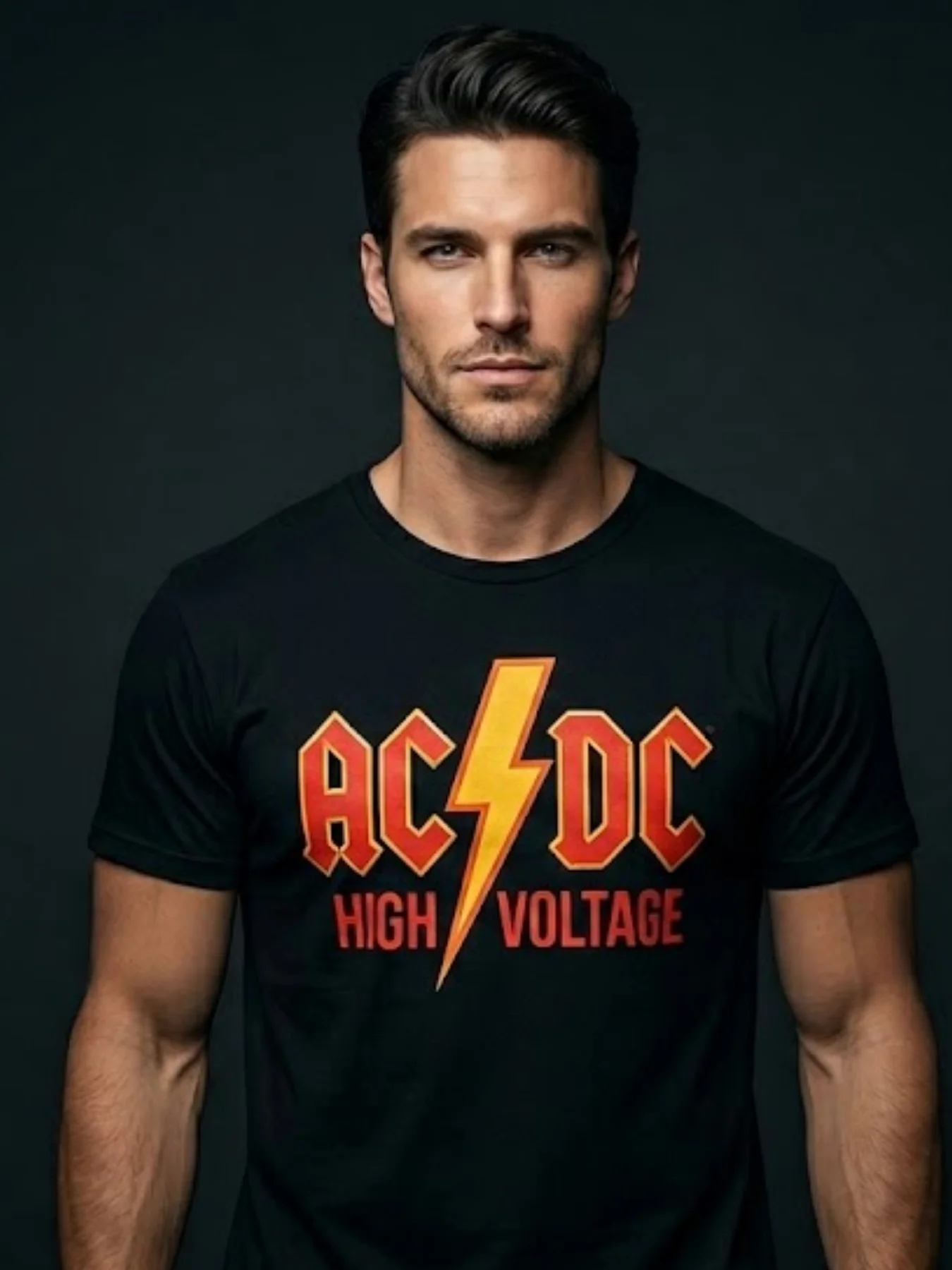 AC/DC High Voltage T-Shirt | Lightning Bolt Fire Graphic Tee | Bon Scott Era Vintage Collector Shirt product image (1)