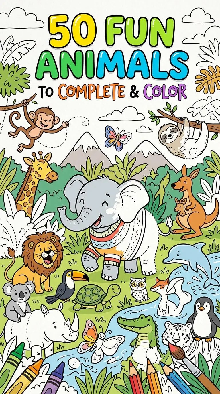 Learn to Draw Animals for Kids Easy Trace Color and Complete Drawing Activity Book product image (3)