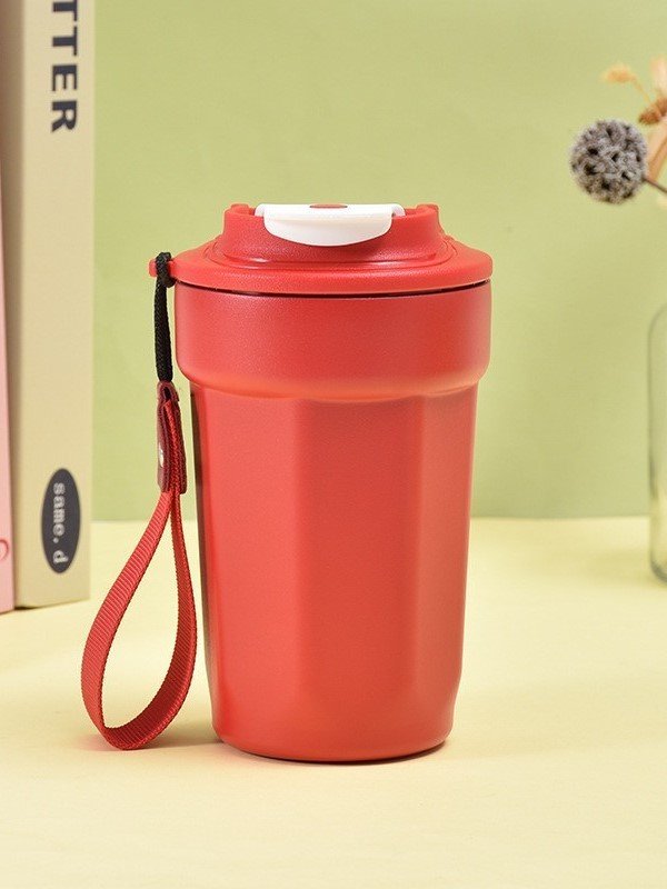 Modern Octagonal Insulated Travel Mug with Wrist Strap -15oz Leak-Proof Reusable Coffee Tumbler product image (4)