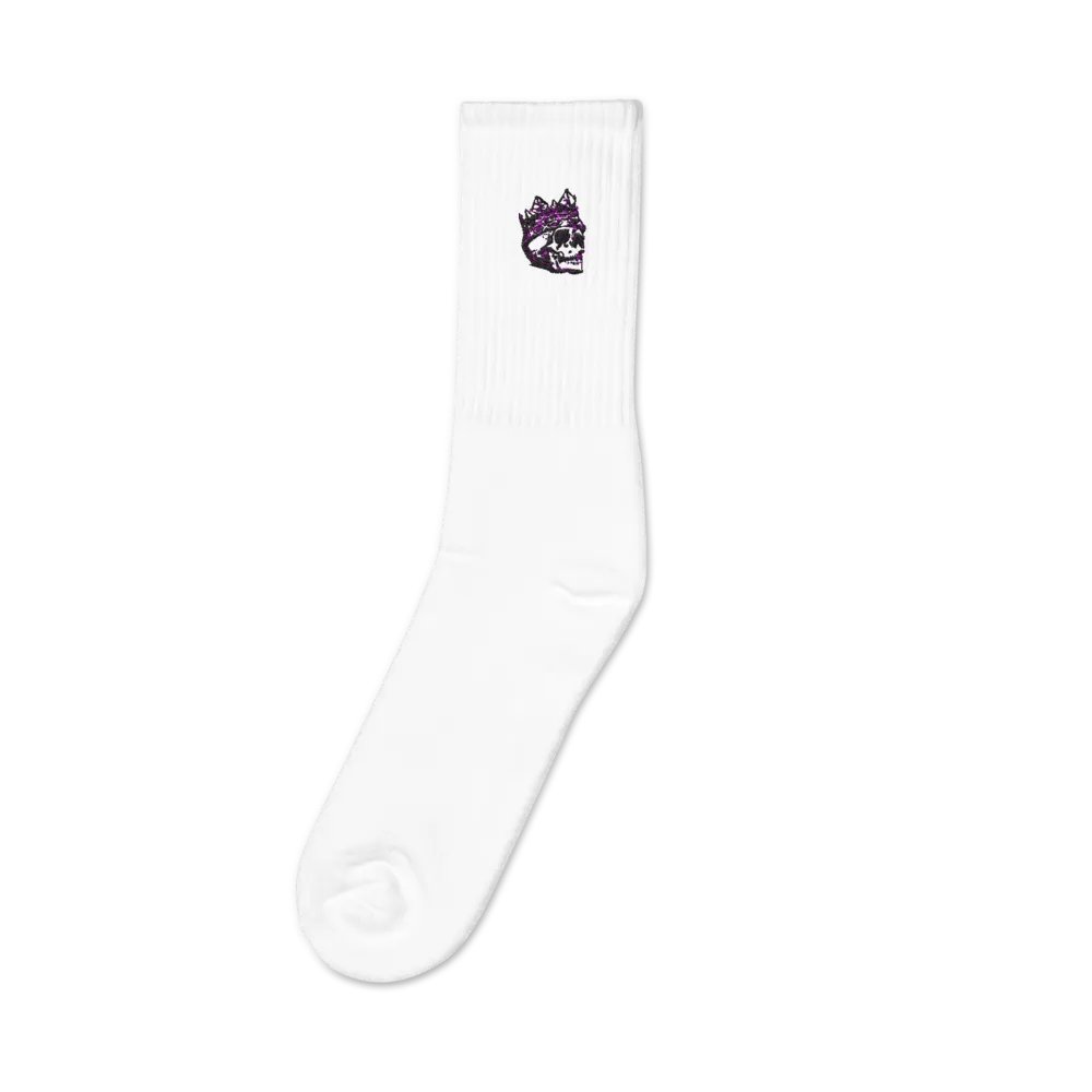 King Skull Embroidered Crew Socks product image (1)