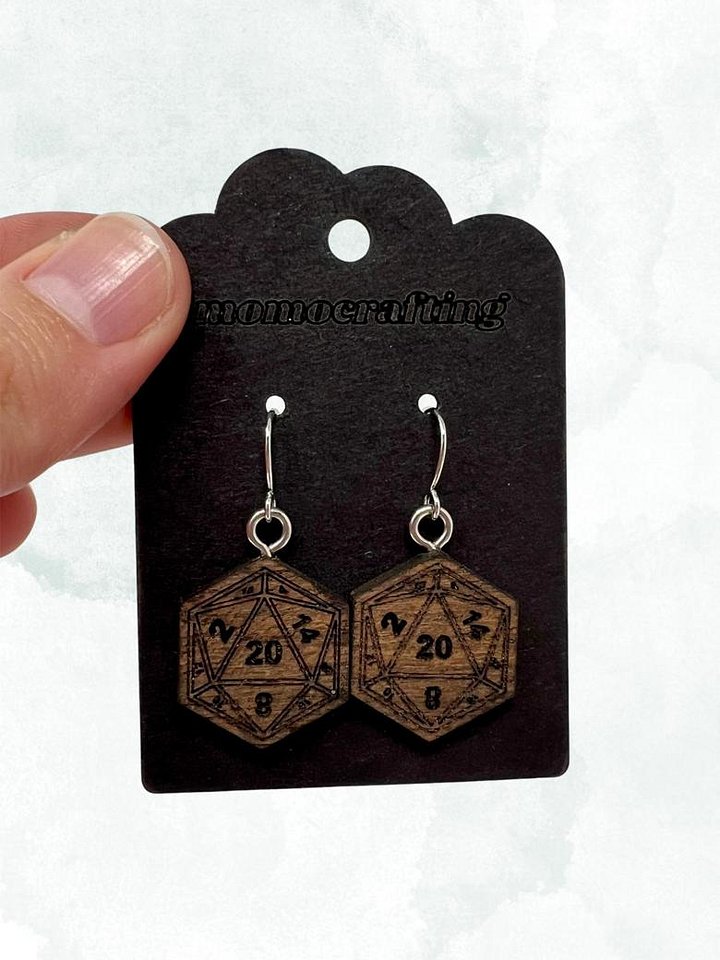 D20 Dangle Earrings (Bolivian Rosewood) product image (1)