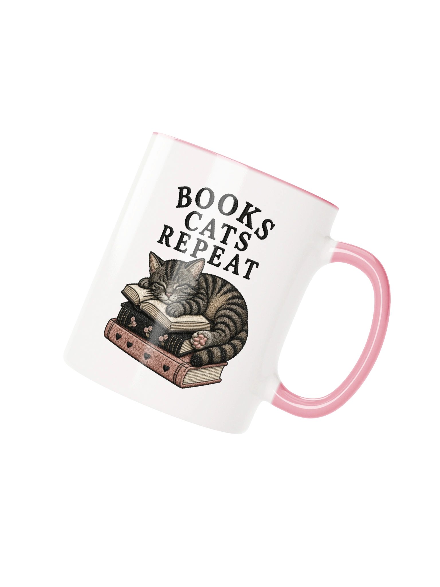 Books Cats Repeat Mug | Book Lover Gift for Cat Lovers product image (5)
