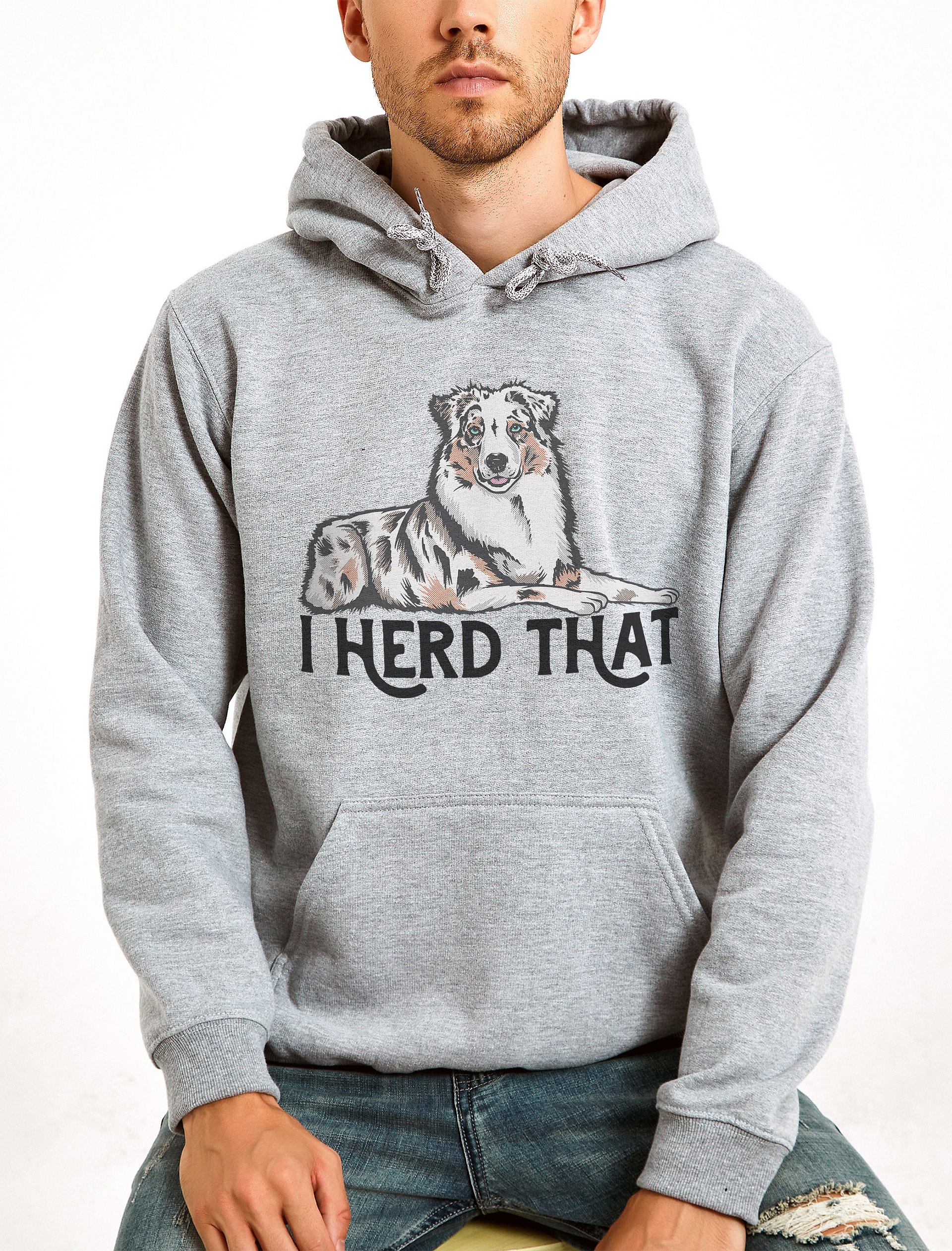 I Herd That Aussie Dog Hoodie | Hooded Sweatshirt for Australian Shepherd (Blue Merle) Dog Owners product image (22)