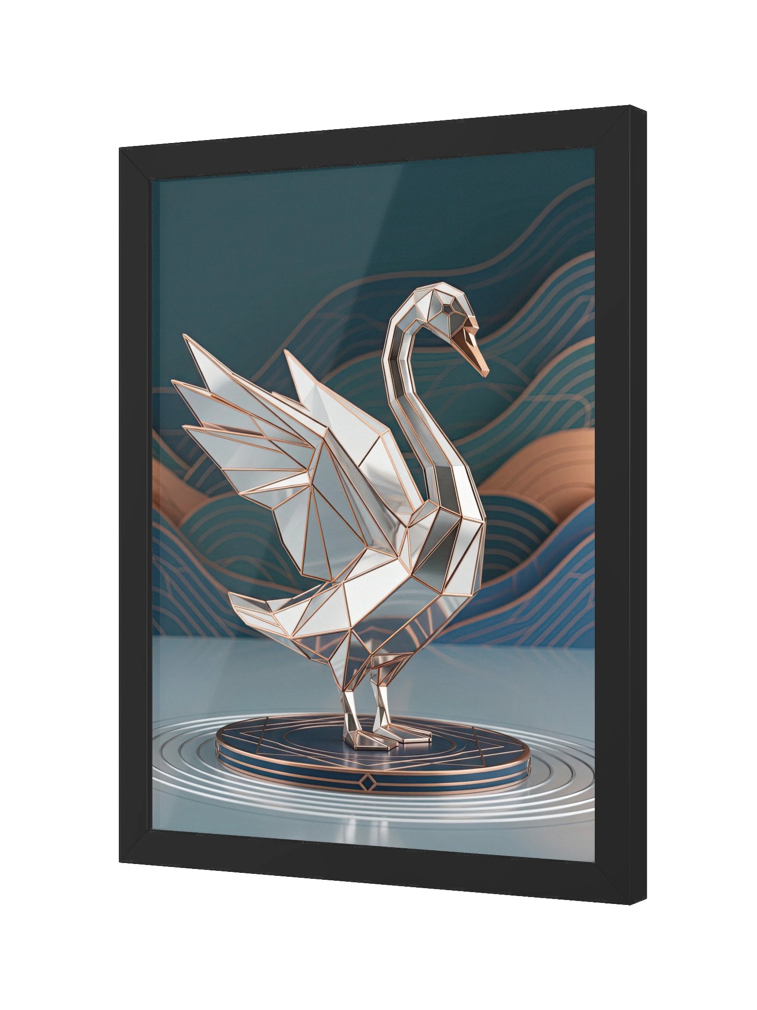 Geometric Metallic Swan Framed Poster - Neo-Deco Wall Art product image (18)