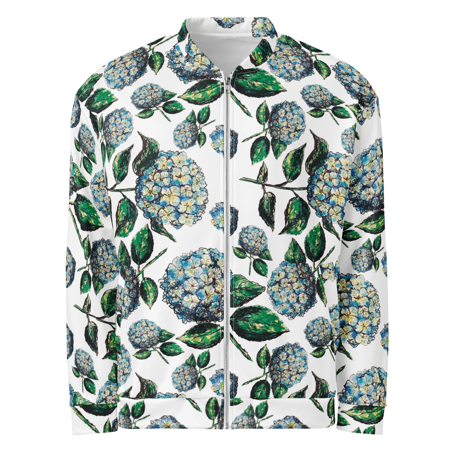 Blue Hydrangea Dreams | Unisex Bomber Jacket | Monique Faella Designs™ product image (1)