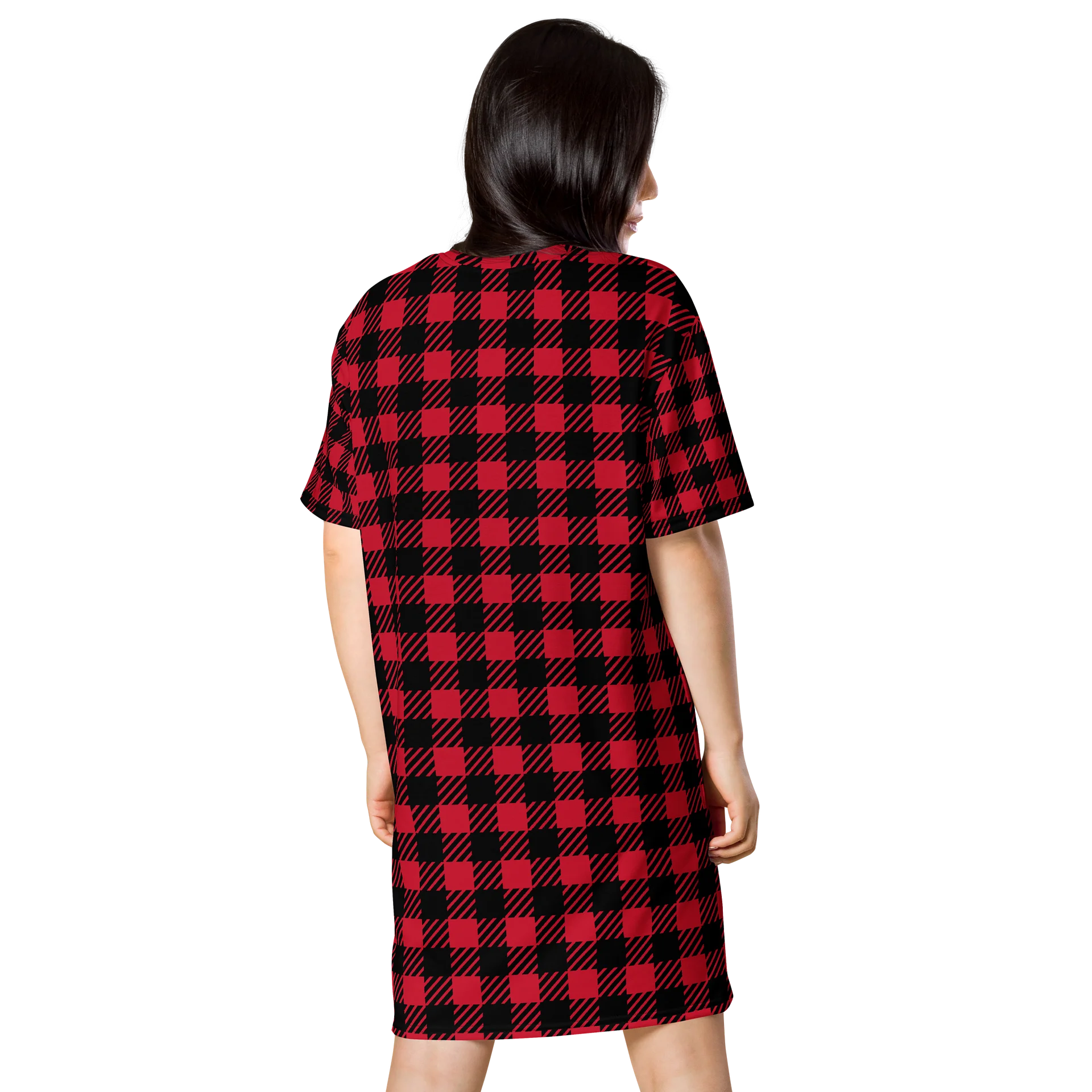 Red Plaid All-Over Print T-Shirt Dress product image (2)